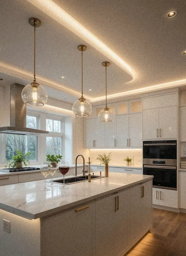 34 مدل کناف سقف آشپزخانه | از ترندهای اینستاگرامی تا واقعیت زندگی روزمره! 14 Kitchen ceiling model 12