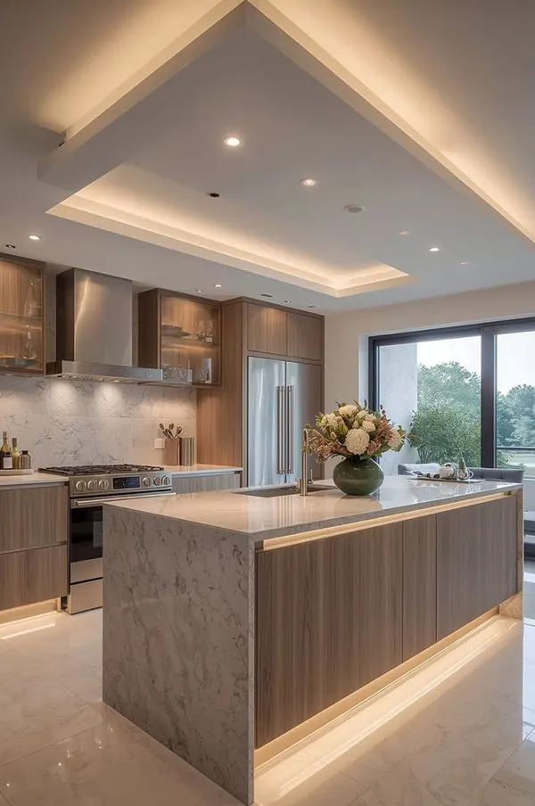 34 مدل کناف سقف آشپزخانه | از ترندهای اینستاگرامی تا واقعیت زندگی روزمره! 18 Kitchen ceiling model 16