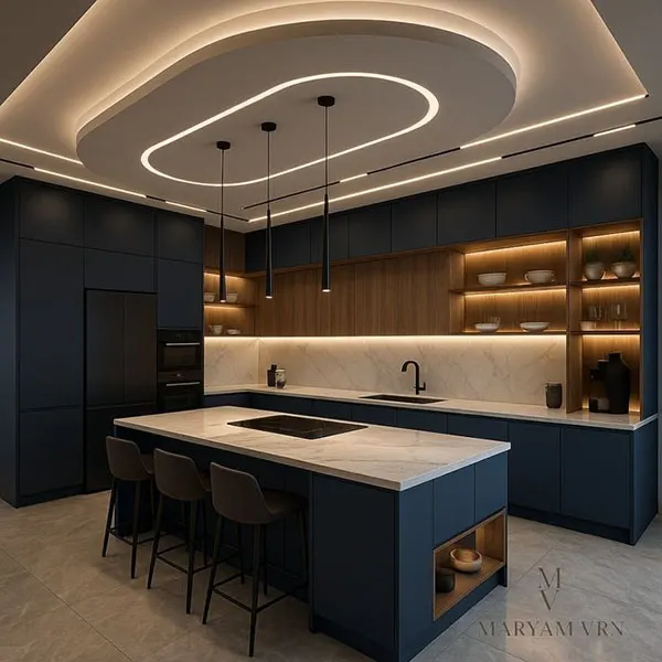 34 مدل کناف سقف آشپزخانه | از ترندهای اینستاگرامی تا واقعیت زندگی روزمره! 24 Kitchen ceiling model 20