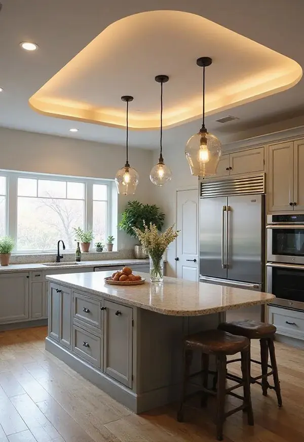 34 مدل کناف سقف آشپزخانه | از ترندهای اینستاگرامی تا واقعیت زندگی روزمره! 8 Kitchen ceiling model 6