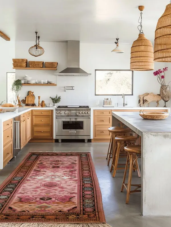 32 نمونه گلیم فرش آشپزخانه جدید؛ رنگها و طرحهایی که الان همه میپسندن! 6 New kitchen rug 1