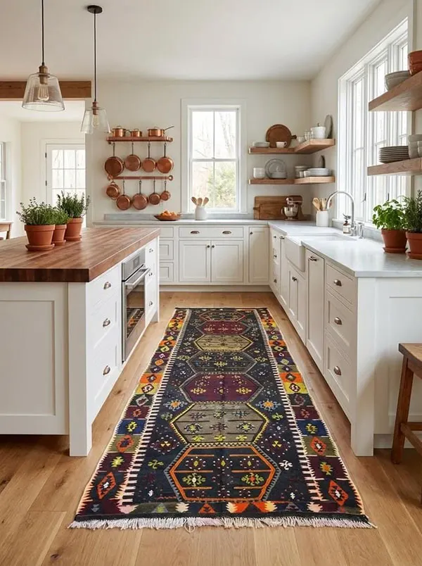 32 نمونه گلیم فرش آشپزخانه جدید؛ رنگها و طرحهایی که الان همه میپسندن! 22 New kitchen rug 14