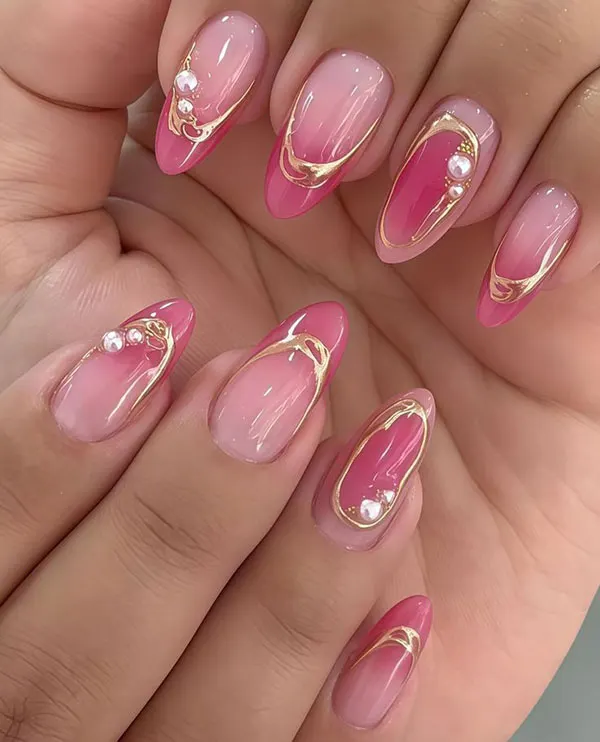 32 مدل ناخن مصنوعی صورتی؛ از بیبیپینک مینیمال تا فوشیای جسور! 25 Pink artificial nails 20