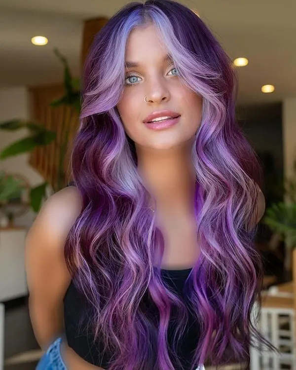 رنگ مو بنفش فانتزی 2026؛ ساده اما متفاوت 💜 21 Purple hair color 15