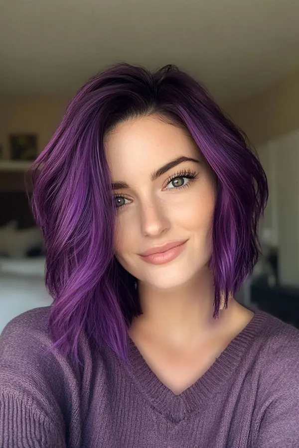 رنگ مو بنفش فانتزی 2026؛ ساده اما متفاوت 💜 32 Purple hair color 25