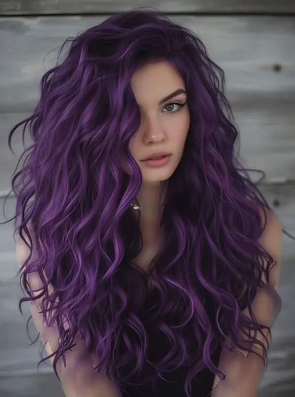 رنگ مو بنفش فانتزی 2026؛ ساده اما متفاوت 💜 14 Purple hair color 9