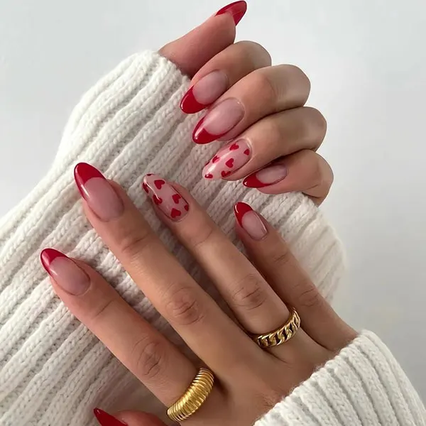 Red French nails 1