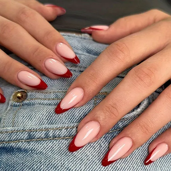 Red French nails 14