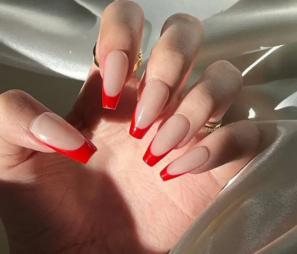 Red French nails 15
