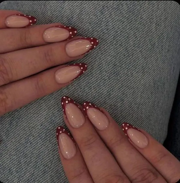 Red French nails 17