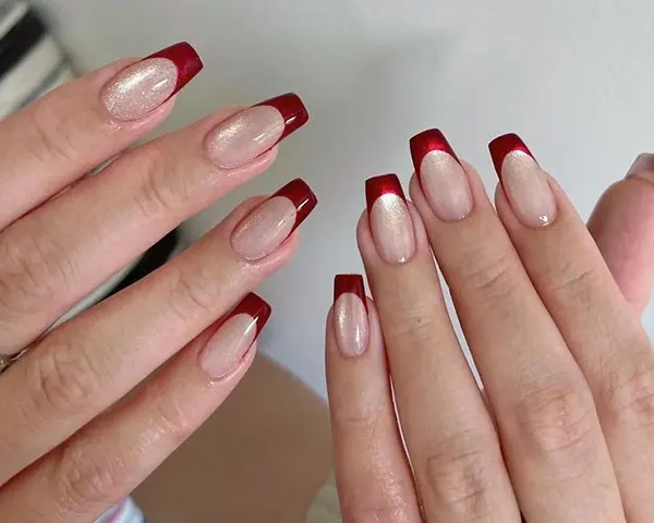 Red French nails 20