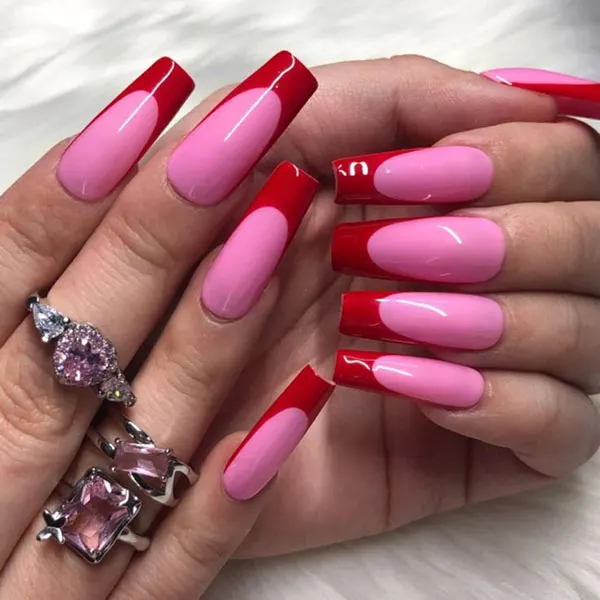 Red French nails 28