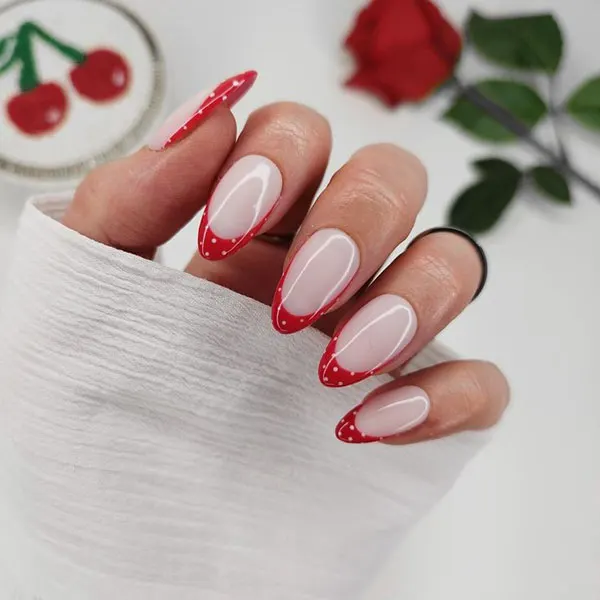 Red French nails 3