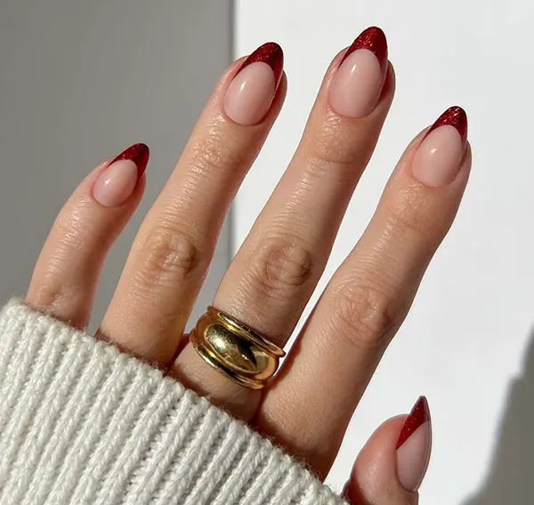 Red French nails 5