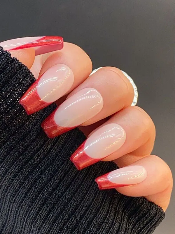 Red French nails 7