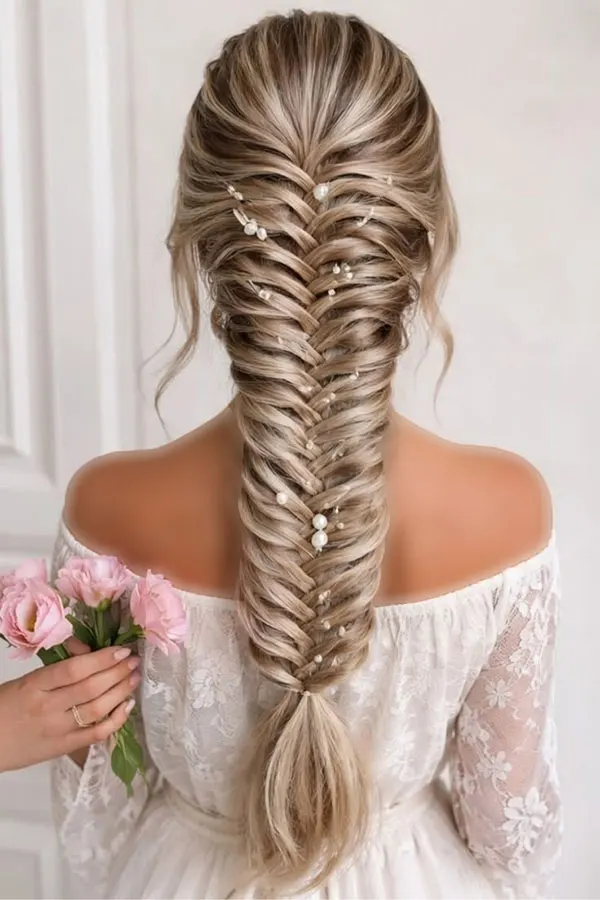 Some stylish and classy girls hair weaves for weddings 18