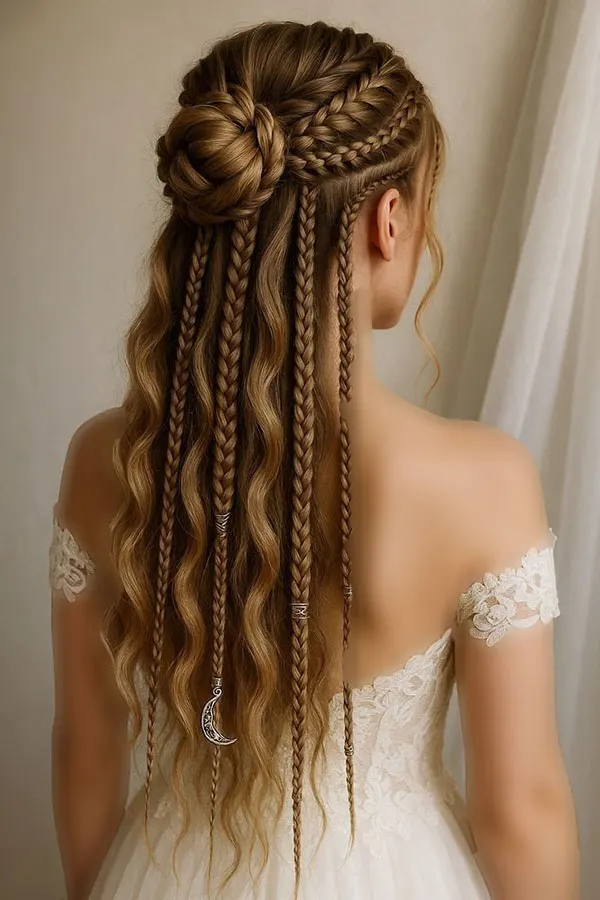 Some stylish and classy girls hair weaves for weddings 2