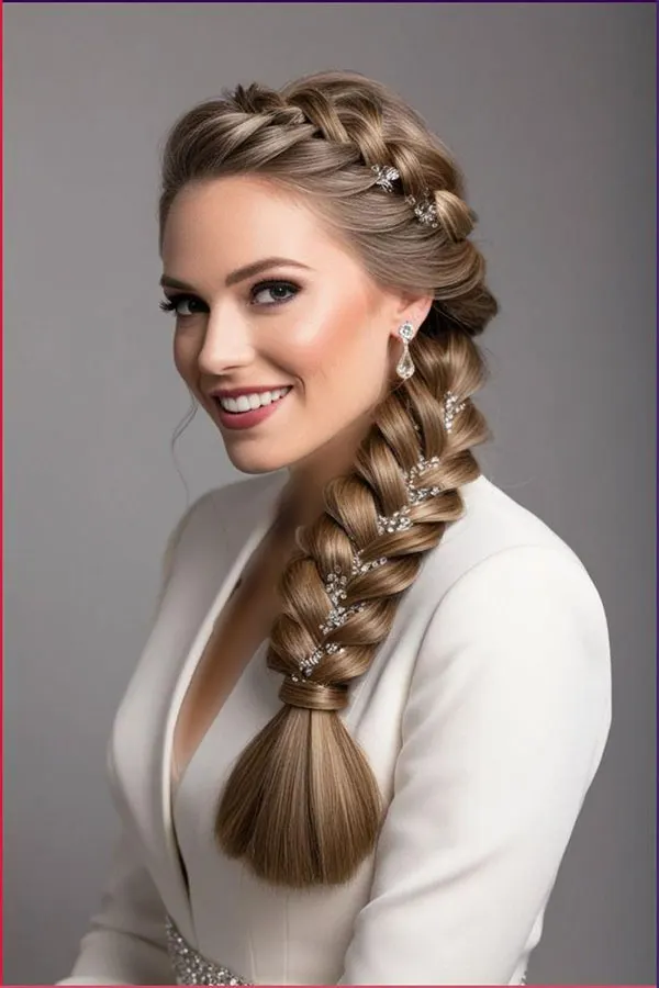 Some stylish and classy girls hair weaves for weddings 28