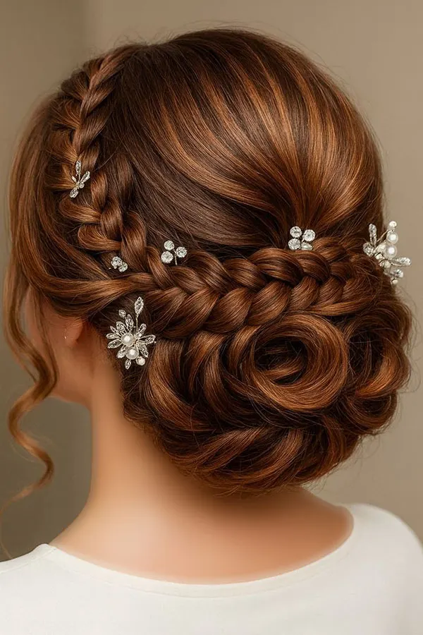 Some stylish and classy girls hair weaves for weddings 5