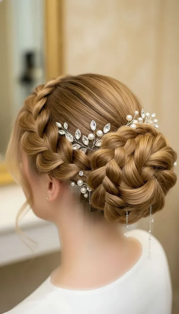 Some stylish and classy girls hair weaves for weddings 7