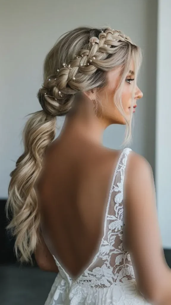 Some stylish and classy girls hair weaves for weddings 8