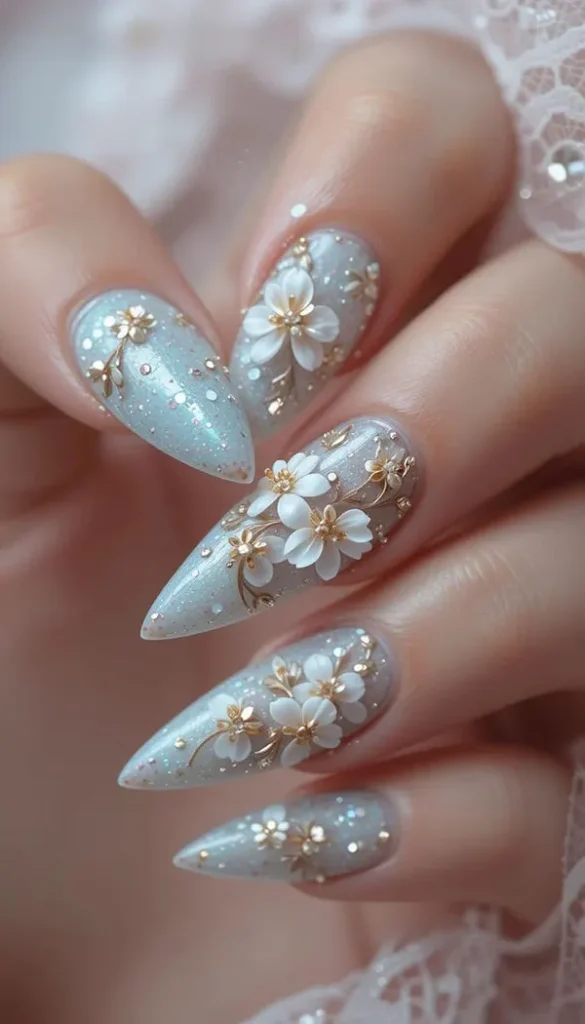جدیدترین مدل ناخن عروس 1405؛ از مینیمال لاکچری تا شیشهای ظریف! 13 The latest bridal nail design 10