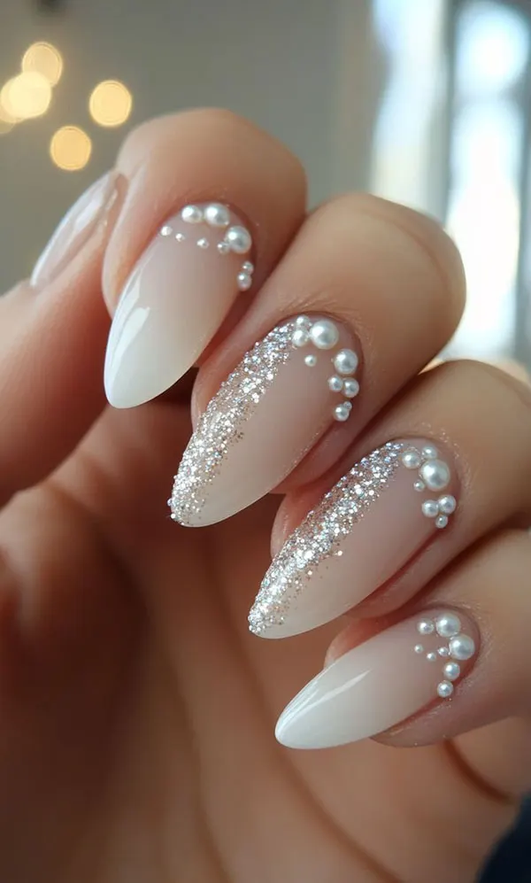 جدیدترین مدل ناخن عروس 1405؛ از مینیمال لاکچری تا شیشهای ظریف! 19 The latest bridal nail design 14