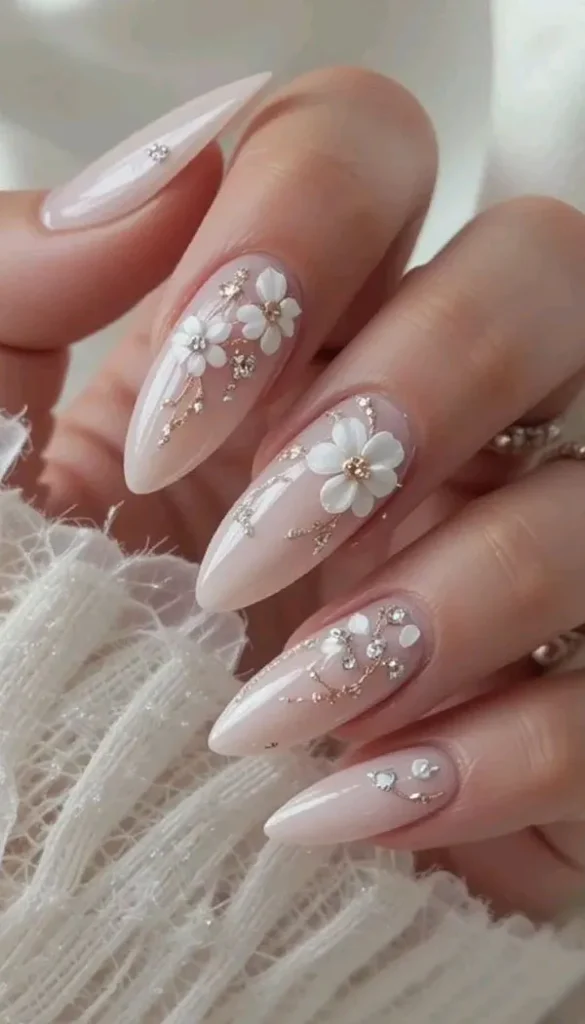 جدیدترین مدل ناخن عروس 1405؛ از مینیمال لاکچری تا شیشهای ظریف! 18 The latest bridal nail design 16