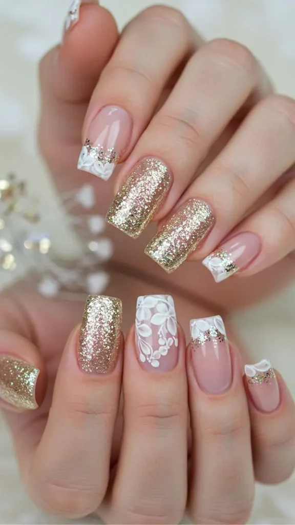 جدیدترین مدل ناخن عروس 1405؛ از مینیمال لاکچری تا شیشهای ظریف! 33 The latest bridal nail design 28