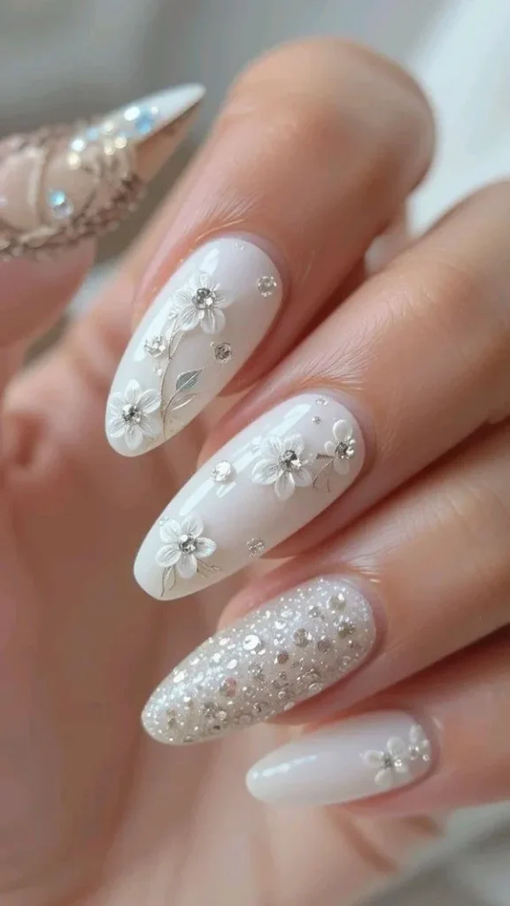 جدیدترین مدل ناخن عروس 1405؛ از مینیمال لاکچری تا شیشهای ظریف! 9 The latest bridal nail design 5