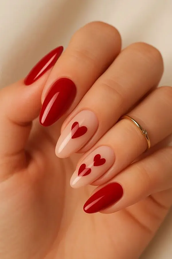 طرح ناخن ولنتاین 2026؛ مینیمال، قرمز یا کروم؟ کدوم امسال ترندتره؟ 4 Valentines Day nail design 1