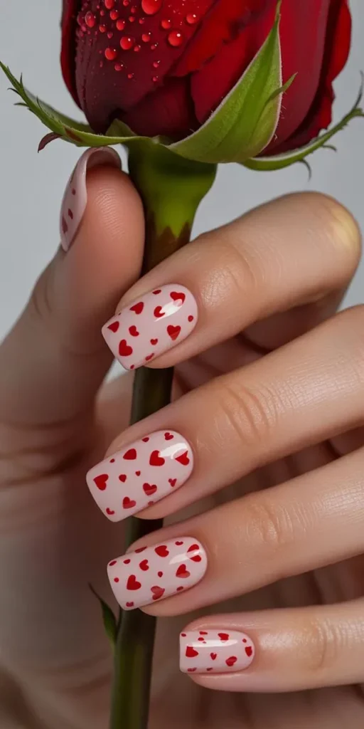 طرح ناخن ولنتاین 2026؛ مینیمال، قرمز یا کروم؟ کدوم امسال ترندتره؟ 13 Valentines Day nail design 11
