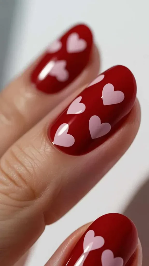 طرح ناخن ولنتاین 2026؛ مینیمال، قرمز یا کروم؟ کدوم امسال ترندتره؟ 24 Valentines Day nail design 23