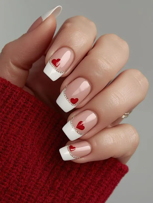طرح ناخن ولنتاین 2026؛ مینیمال، قرمز یا کروم؟ کدوم امسال ترندتره؟ 30 Valentines Day nail design 29