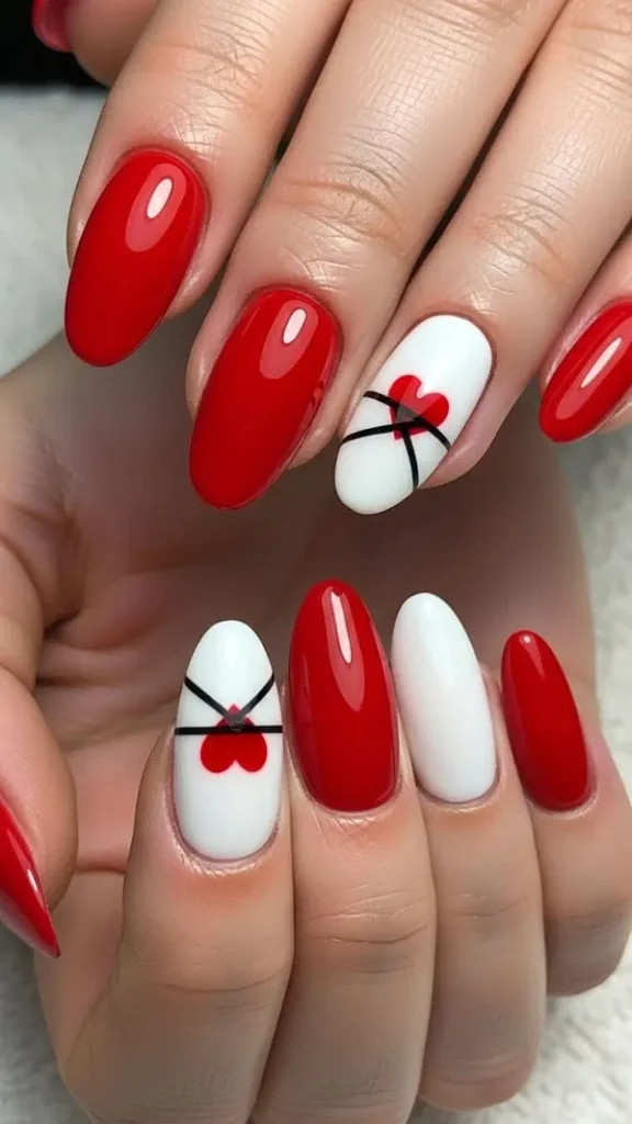 طرح ناخن ولنتاین 2026؛ مینیمال، قرمز یا کروم؟ کدوم امسال ترندتره؟ 5 Valentines Day nail design 3