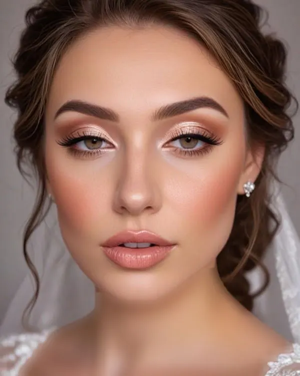 مدل آرایش عروس قشنگ و زیبا 2026؛ با لب نود، چشم گرم و پوست شفاف! 5 Beautiful bridal makeup 1