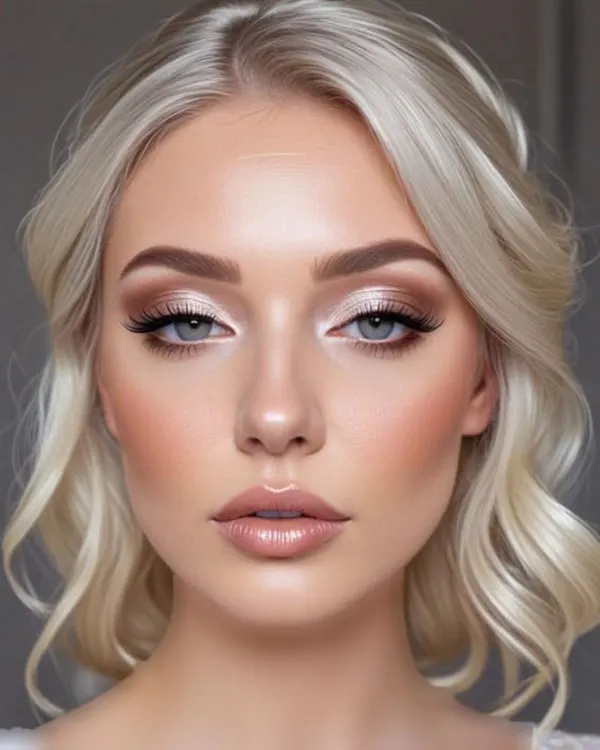 مدل آرایش عروس قشنگ و زیبا 2026؛ با لب نود، چشم گرم و پوست شفاف! 15 Beautiful bridal makeup 14