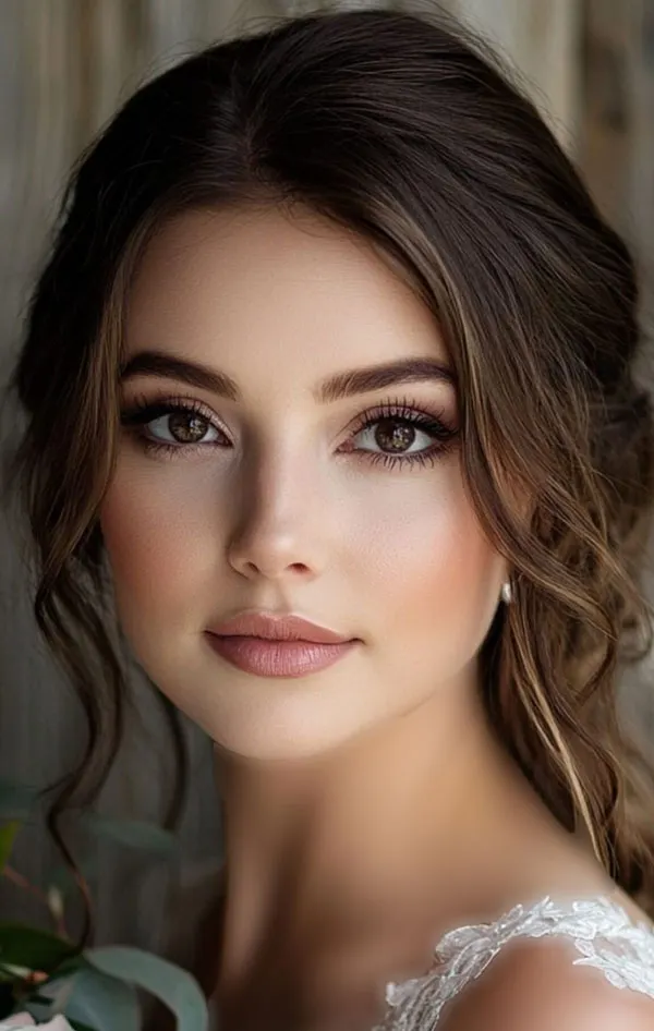 مدل آرایش عروس قشنگ و زیبا 2026؛ با لب نود، چشم گرم و پوست شفاف! 20 Beautiful bridal makeup 16