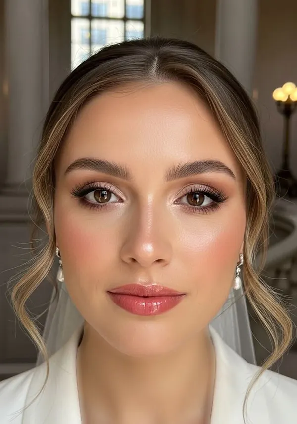 مدل آرایش عروس قشنگ و زیبا 2026؛ با لب نود، چشم گرم و پوست شفاف! 21 Beautiful bridal makeup 22