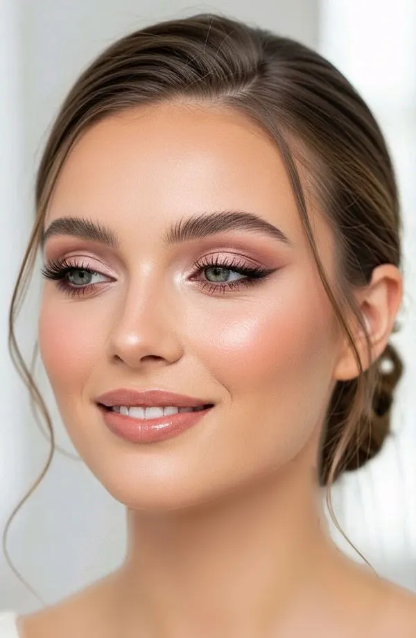 مدل آرایش عروس قشنگ و زیبا 2026؛ با لب نود، چشم گرم و پوست شفاف! 7 Beautiful bridal makeup 3