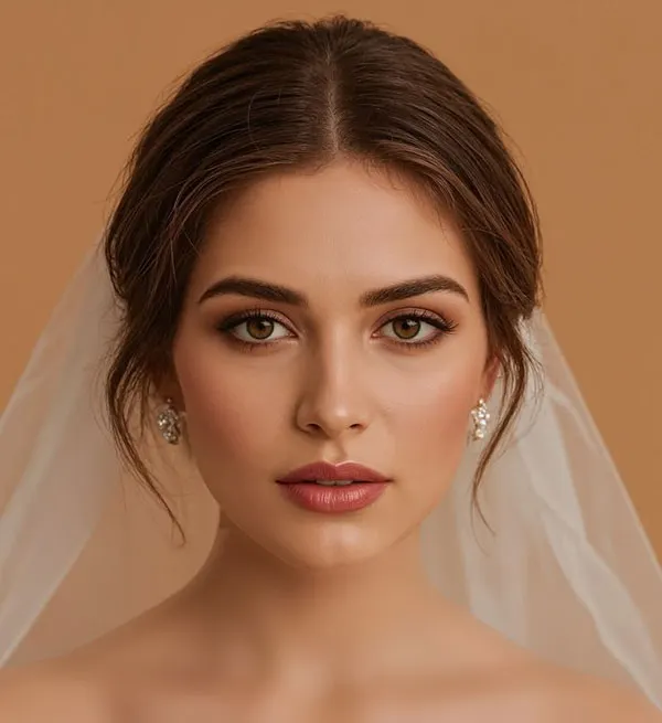 مدل آرایش عروس قشنگ و زیبا 2026؛ با لب نود، چشم گرم و پوست شفاف! 8 Beautiful bridal makeup 7