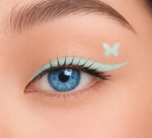 مدل خط چشم رنگی 2026؛ از آبی پینترستی تا سبز زیتونی شیک! 18 Colored eyeliner 11