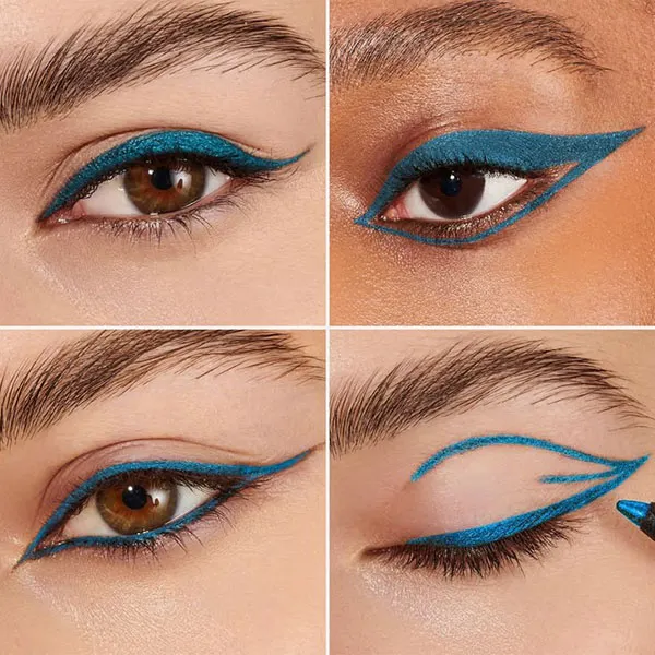 مدل خط چشم رنگی 2026؛ از آبی پینترستی تا سبز زیتونی شیک! 20 Colored eyeliner 13
