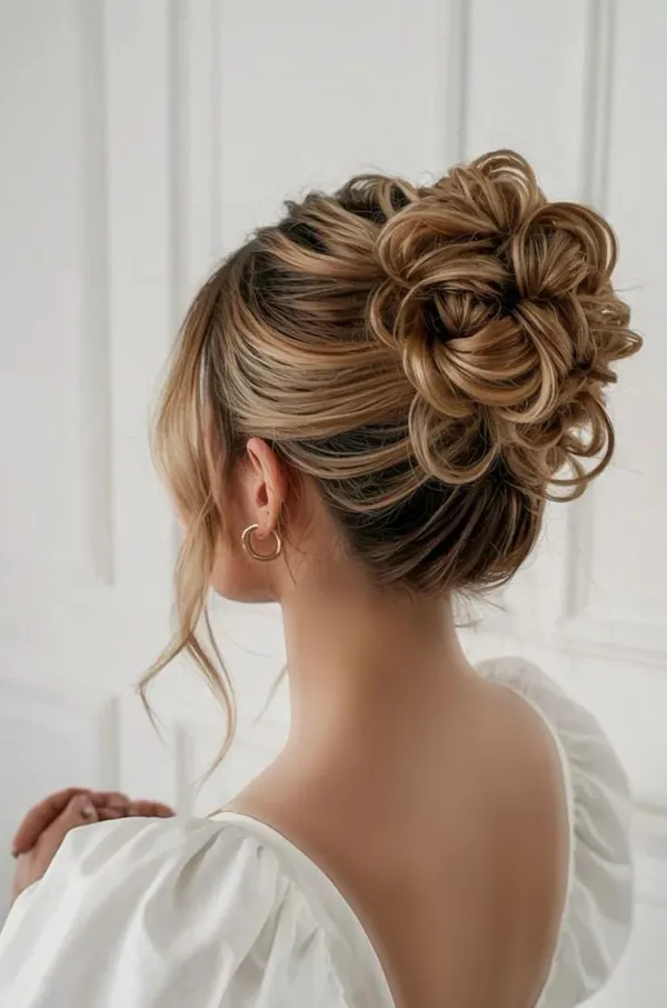 Girls chignon model for wedding 1