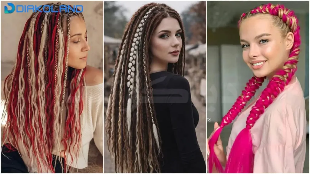 مدل بافت مو با موی اضافه رنگی
