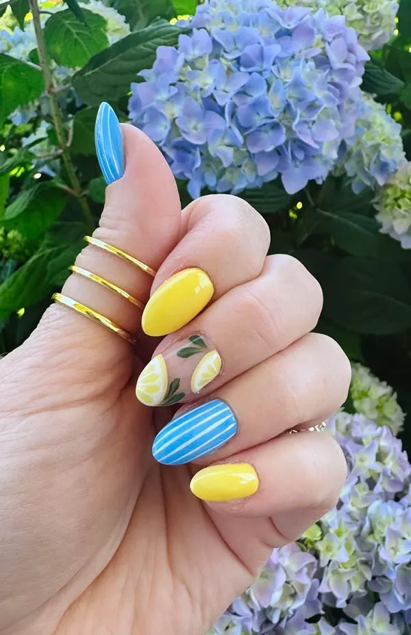 30 طرح ناخن لیمویی جدید؛از فرنچ ظریف تا مدلهای براق تابستونی! 23 Lemon nail design 19