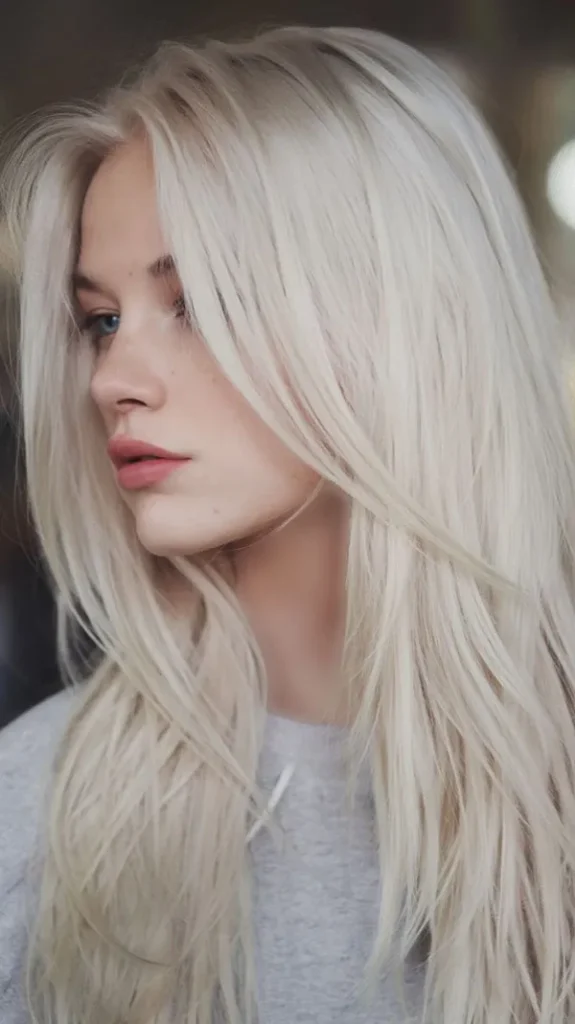 رنگ موی یخی روشن 2026؛ لوکسترین بلوند برای استایل مینیمال! 28 Light icy hair color 16