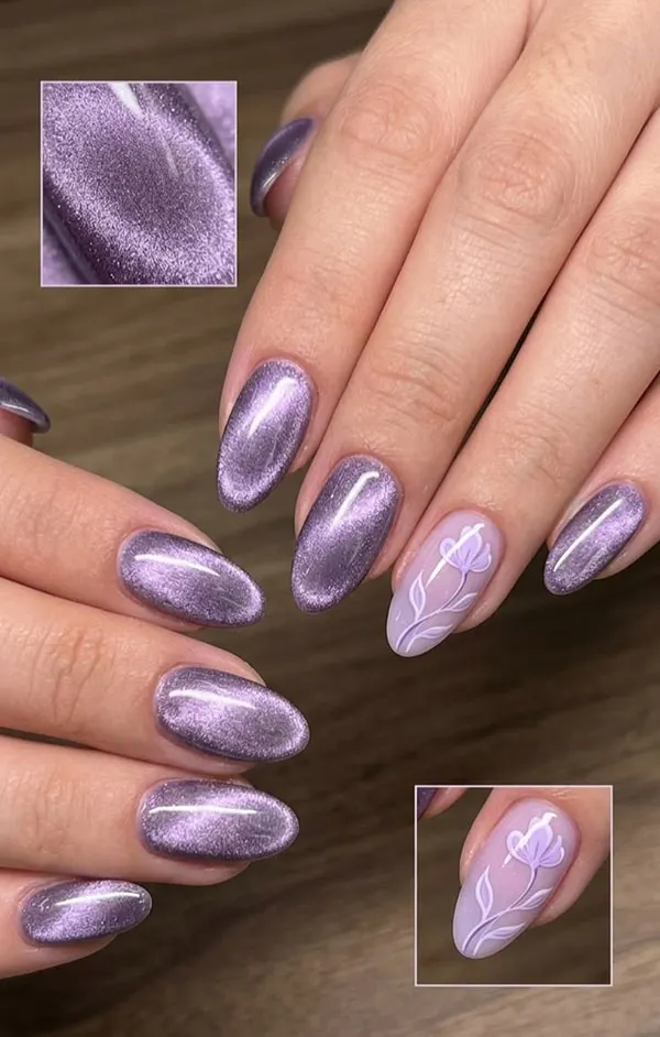 طرح ناخن مگنتی جدید 2026؛ ترندی که دستها را لوکستر نشان میدهد! 7 Magnetic nail design 4