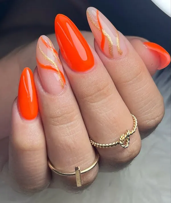35 مدل ناخن نارنجی ملایم و جیغ؛ شاد، خاص و خیلی پینترستی! 14 Orange nail model 10