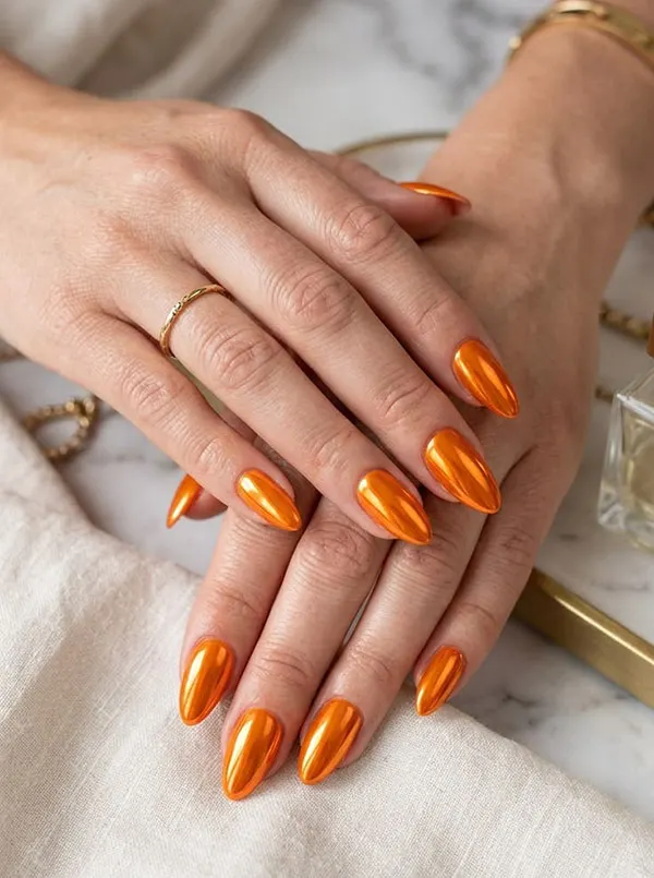 35 مدل ناخن نارنجی ملایم و جیغ؛ شاد، خاص و خیلی پینترستی! 12 Orange nail model 13